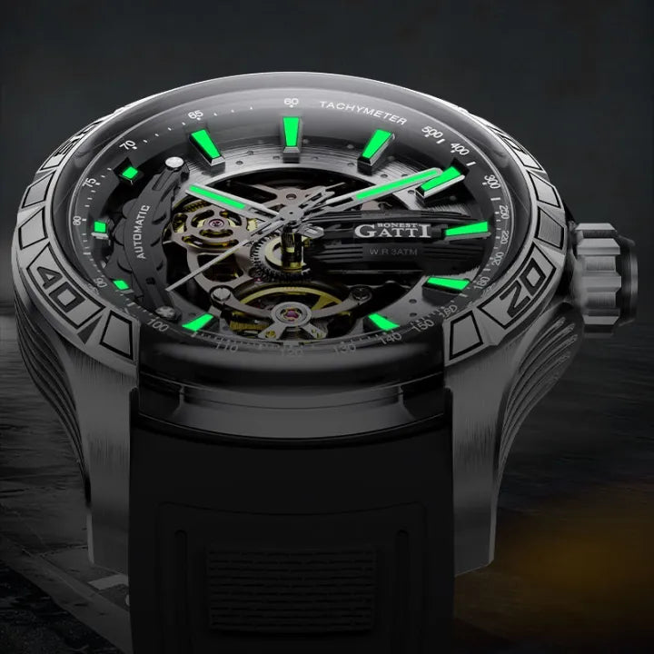 Bugatti Racing Style Skeleton Automatic Watch